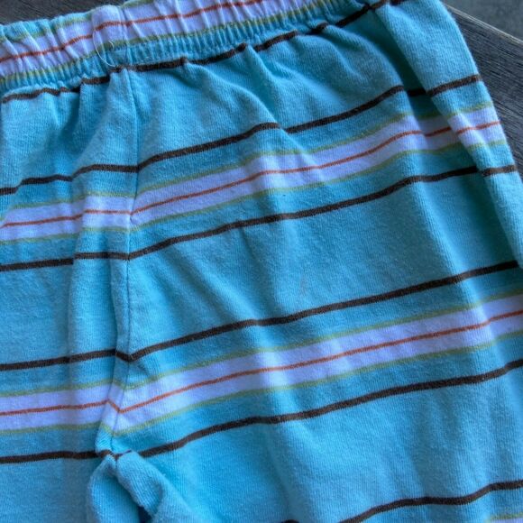Matilda Jane Girls Pants 6 Anticipation Aquarius Big Ruffles Blue Brown Striped - Picture 6 of 10